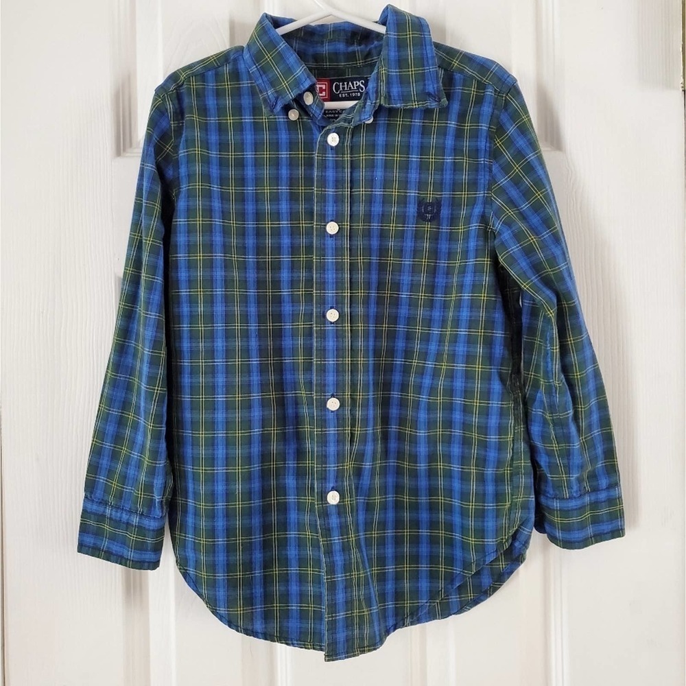 CHAPS Boys  plaid button down size small